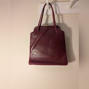 Vintage Chic Burgundy Leather Handbag